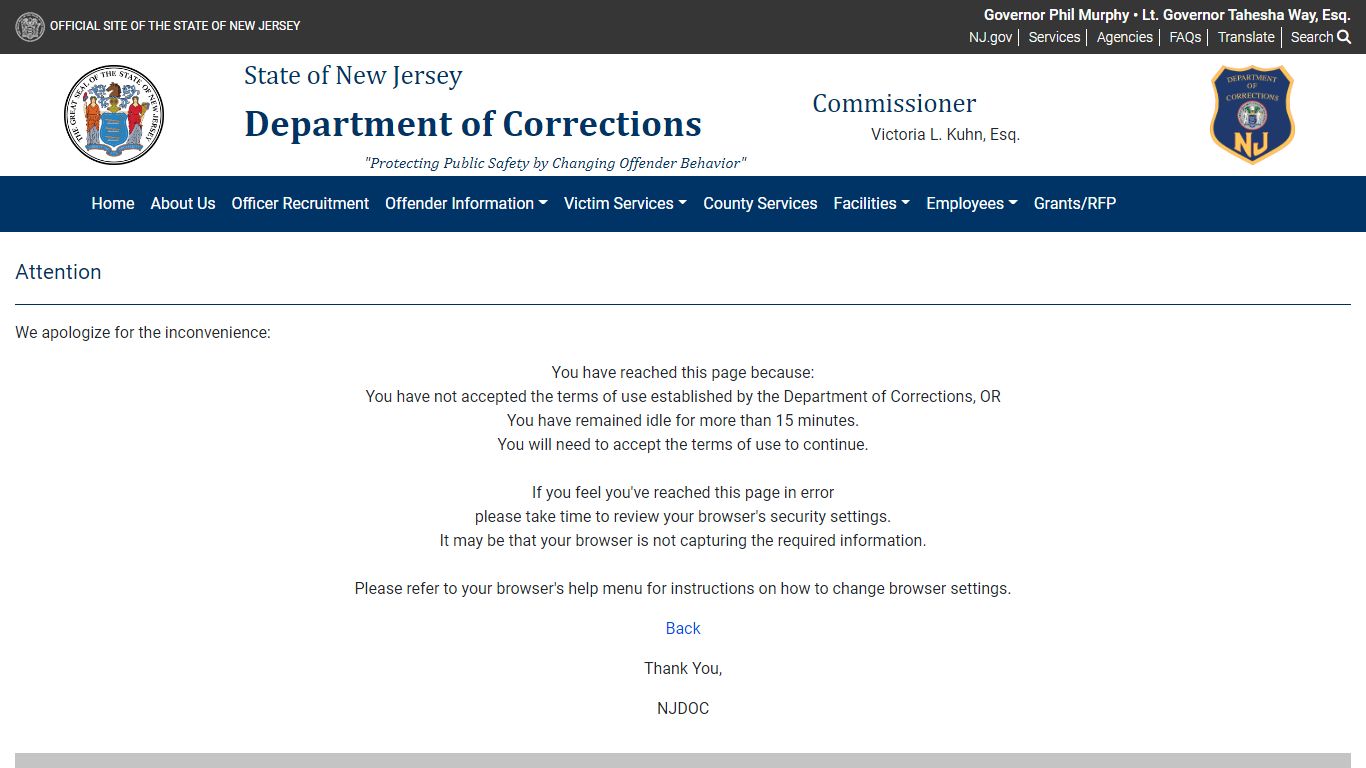 New Jersey Department of Corrections